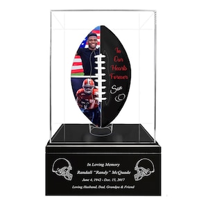 Double Photo Football Cremation Urn Adult Mens Football Urn Womens Football Urn