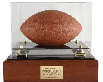 Football Memorial Case Walnut Adult Cremation Urn - Made in USA