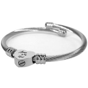 Always In My Heart Bangle Bracelet Cremation Urn - Engraving Option