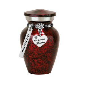 In Loving Memory Red Heart Keepsake Urn - Love Charms® Option