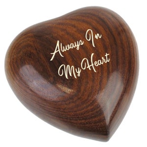 Always In My Heart Wood Keepsake Urn Personalized Engraving Small Wooden Heart Urn Free Shipping