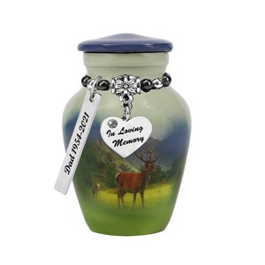 Mountainside Deer Mini Urn - Small Mini Urn For Ashes - Love Charms® Option