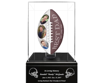 Triple Photo Football Cremation Urn