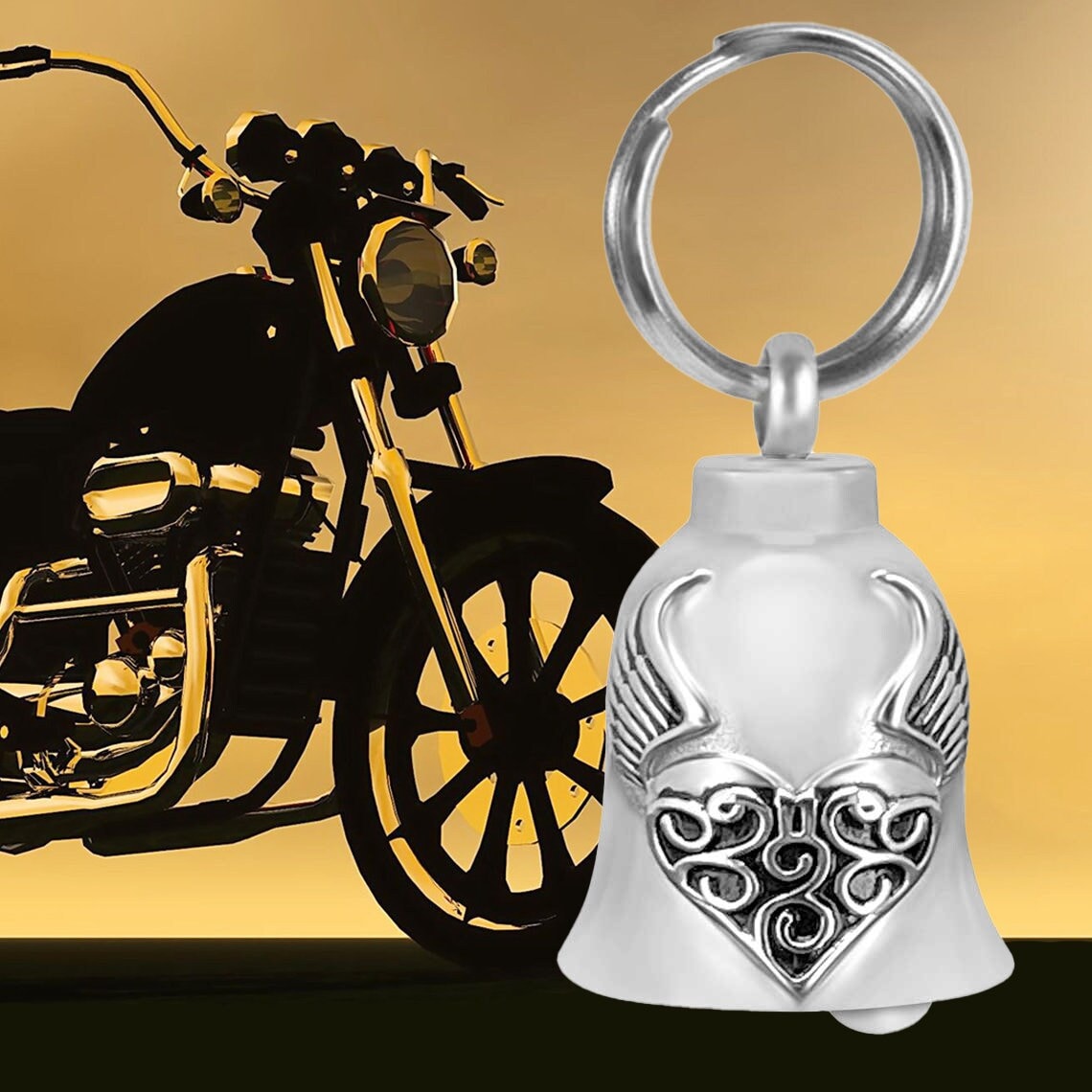 Love Angel Wings Motorcycle Charm – Heart Locket Style, Fits Origami Owl, Bike Biker Theme