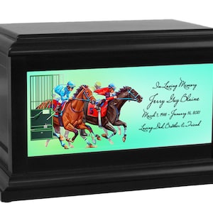 Horse Racing Memorial Urn - Adult Pont Racing Urn - Photo Option Available