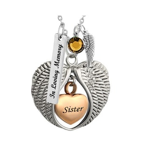 Sister Angel Wings of Protection Necklace Urn Love Charms Option