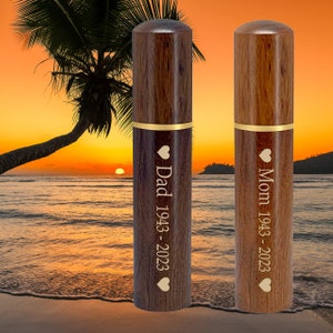 Wooden Tube Scattering or Keepsake Urn - Choose Dark or Light Wood - Add Hearts