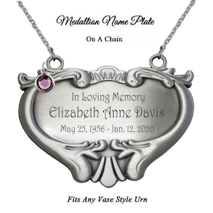 Victoria Heart Medallion Urn Name Plate Photo Medallion Urn Engraved Name Plate Hanging Photo Name Plate For Urns