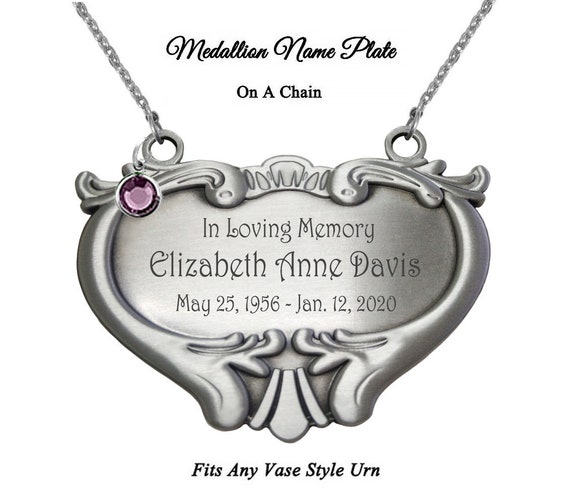 Victoria Heart Medallion Urn Name Plate 