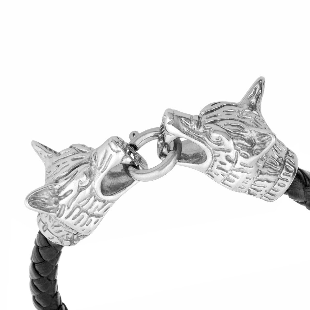 Anger forest wolf shop head bracelet in silver