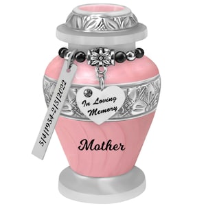 Pink Swirl Keepsake Urn - Love Charms® Option - Engraving Option - Includes Protective Bag - Quick Shipping