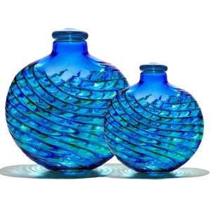 blue glass art cremation adult or medium urn