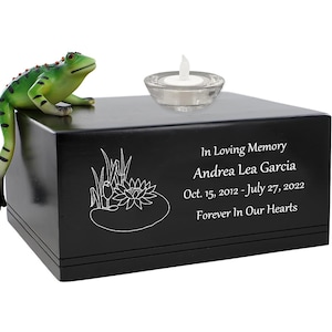 Green Frog at the Pond Adult Cremation Urn - Free Engraving - Fast Delivery