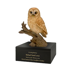 Barn Owl Art Adult Urn American Made Hardwood  Hand Painted Detail  FREE Custom Engraving Lifetime Warranty Fast Shipping