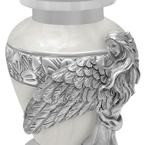 Angel of Grief® White Keepsake Urn - Custom Engraving - Mini Cremation Urn - Free Protective Bag - Lifetime Warranty - Fast Shipping