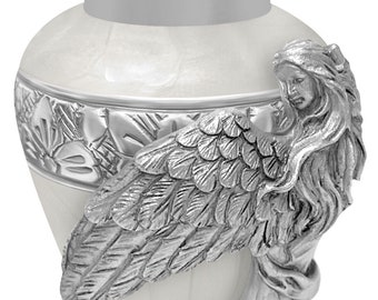 Angel of Grief® White Keepsake Urn - Custom Engraving - Mini Cremation Urn - Free Protective Bag - Lifetime Warranty - Fast Shipping
