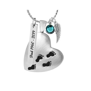 Pewter Footprints Across My Heart Pendant Urn - Love Charms™ Option