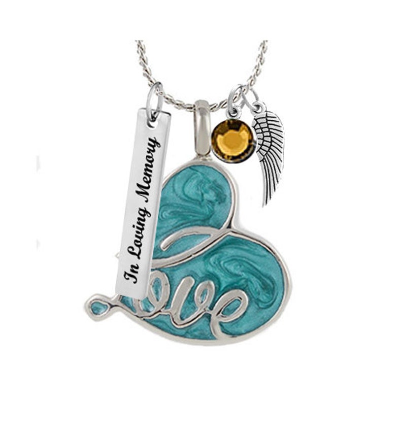 Aqua Love Heart Pendant Urn Love Charms\u2122 Option
