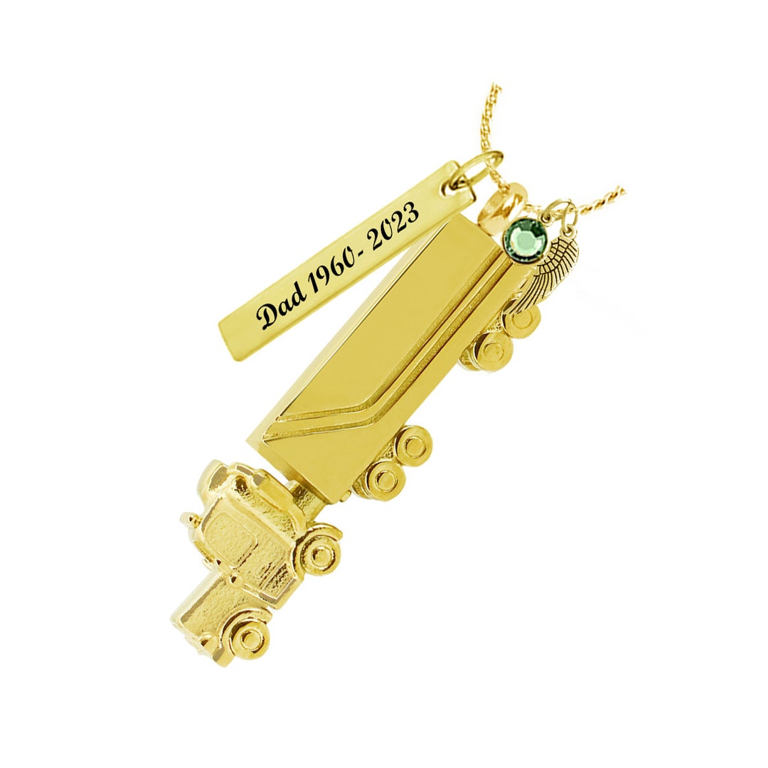 18 Wheeler Semi Truck Gold Pendant Urn Love Charms® Option Etsy