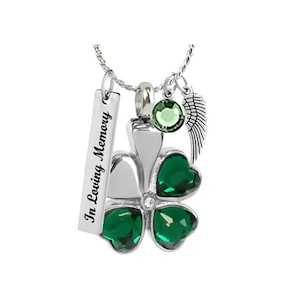 Shamrock Crystal Hearts Jewelry Urn - Love Charms™ Option