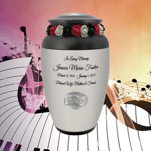 Musical Notes Cremation Urn - Adult Music Memorial - Personalized Engraving - Lifetime Warranty - Ready to Ship