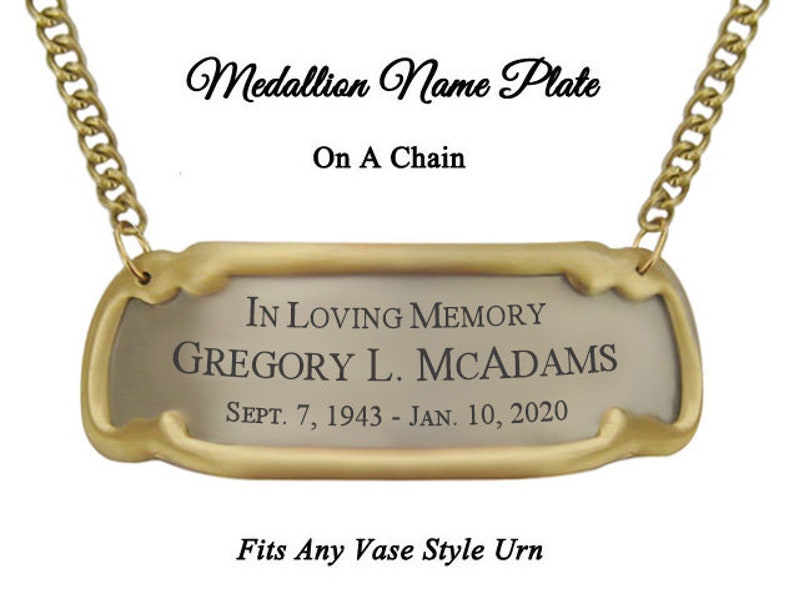 Brass Medallion Urn Name Plate Birth & Passing Stone Option Etsy
