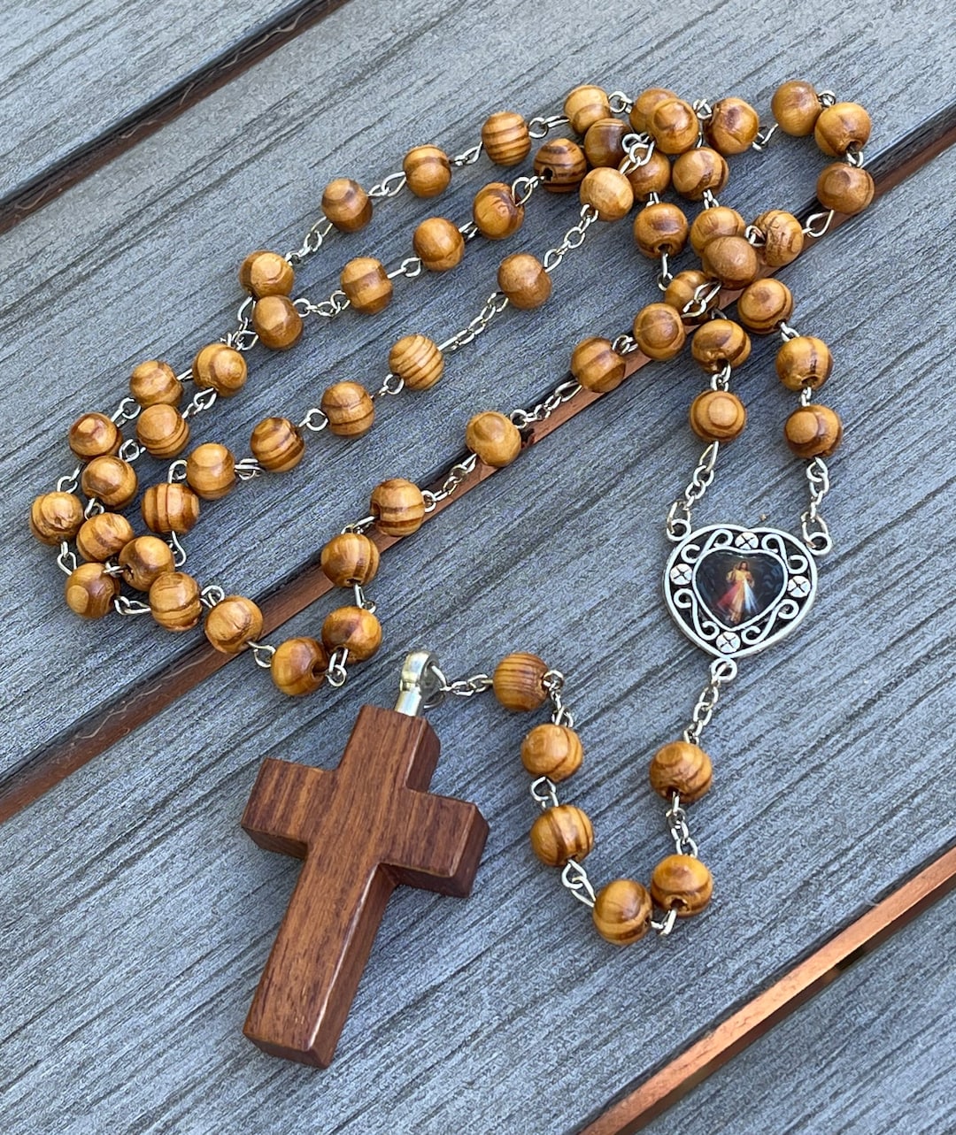 Sacred Wooden Rosary Necklace Urn - Wooden Rosary Cross for Ashes - Etsy