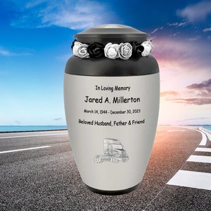 Big Rig Truck Pewter Urn - Perfect Trucker Tribute - Personalized Engraving - Adult Metal Urn - Lifetime Warranty - Ready to Ship