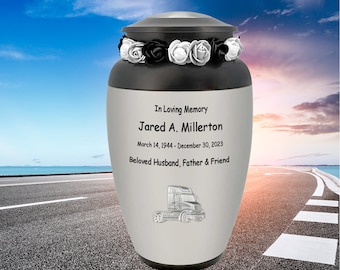 Big Rig Truck Pewter Urn - Perfect Trucker Tribute - Personalized Engraving - Adult Metal Urn - Lifetime Warranty - Ready to Ship