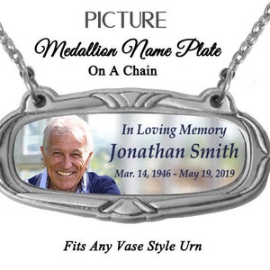 Personalized Photo Urn Medallion Name Plate with Birthstone(s)