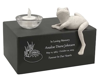 Frog at the Lily Pond Adult Cremation Urn