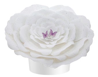 White Peaceful Petal® Flower Water Burial Adult or Companion Urn - Purple Butterfly Option