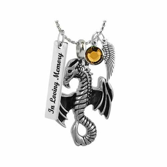 thumbnail image 2 of Dragon Bullet Memorial Cremation Ash Urn Pendant - Stainless Steel Necklace 2 of 5