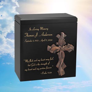 Lashed Cross & Scripture Wood Cremation Adult Urn