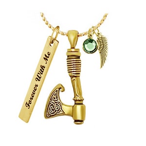 Gouden Viking Keltische Bijl Ash Hanger Urn - Love Charms™ Optie