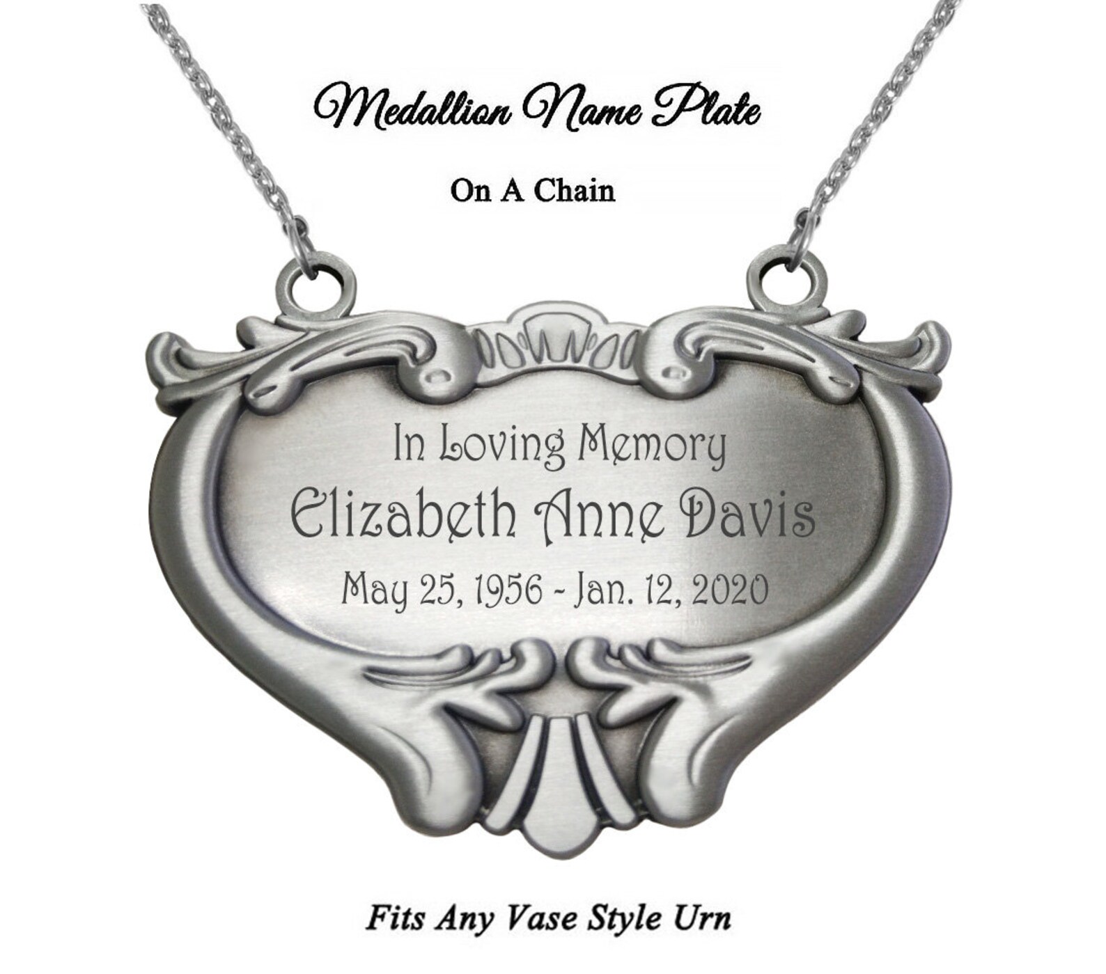 Victoria Heart Medallion Urn Name Plate Birth & Passing Etsy