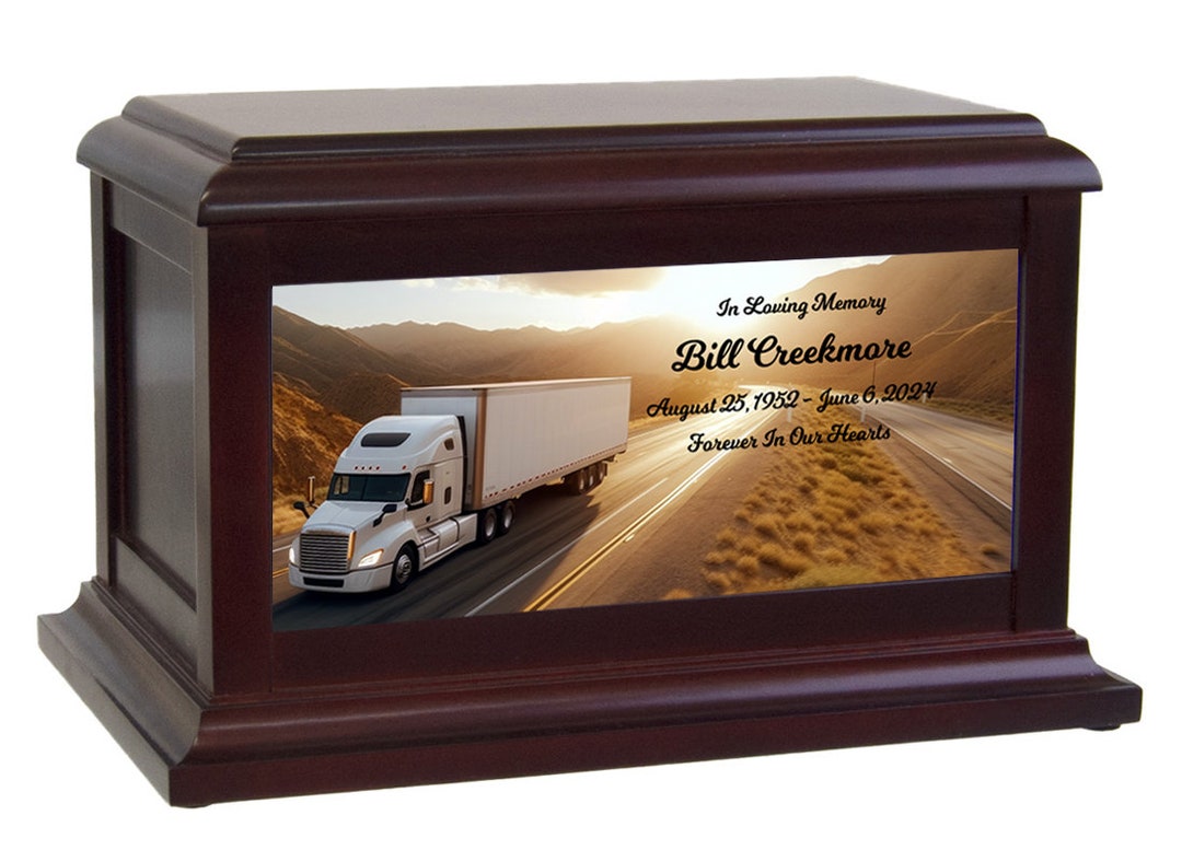White Big Rig Truck & Trailer - Semi Driver Cremation Urn ...