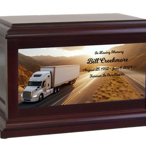 White Big Rig Truck & Trailer - Semi Driver Cremation Urn ...
