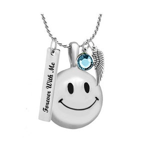 Happy Face Smiley Stainless Pendant Urn - Love Charms™ Option