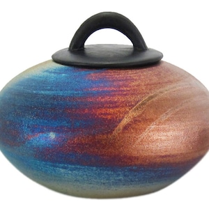 Raku Mountain Cremation Adult Urn - Engraved Plate For Personalization
