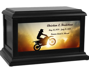 Dirt Bike Rider Cremation Urn - Free Personalization
