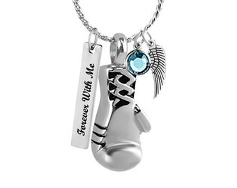 Boxing Glove Ash Pendant Urn - Love Charms® Option - Tarnish-Free Stainless Steel - Free Items Included - Fast Delivery - Lifetime Guarantee