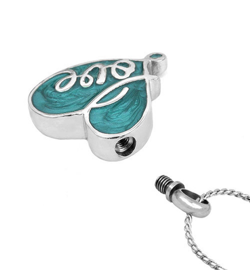 Aqua Love Heart Pendant Urn Love Charms\u2122 Option