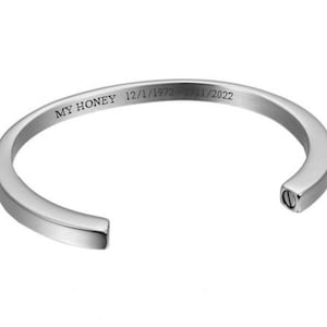 Bangle Steel Bracelet Cremation Urn - Elegant Stainless Steel - Custom Engraving - Lifetime Guarantee, Secure Closure - Timeless Memorial