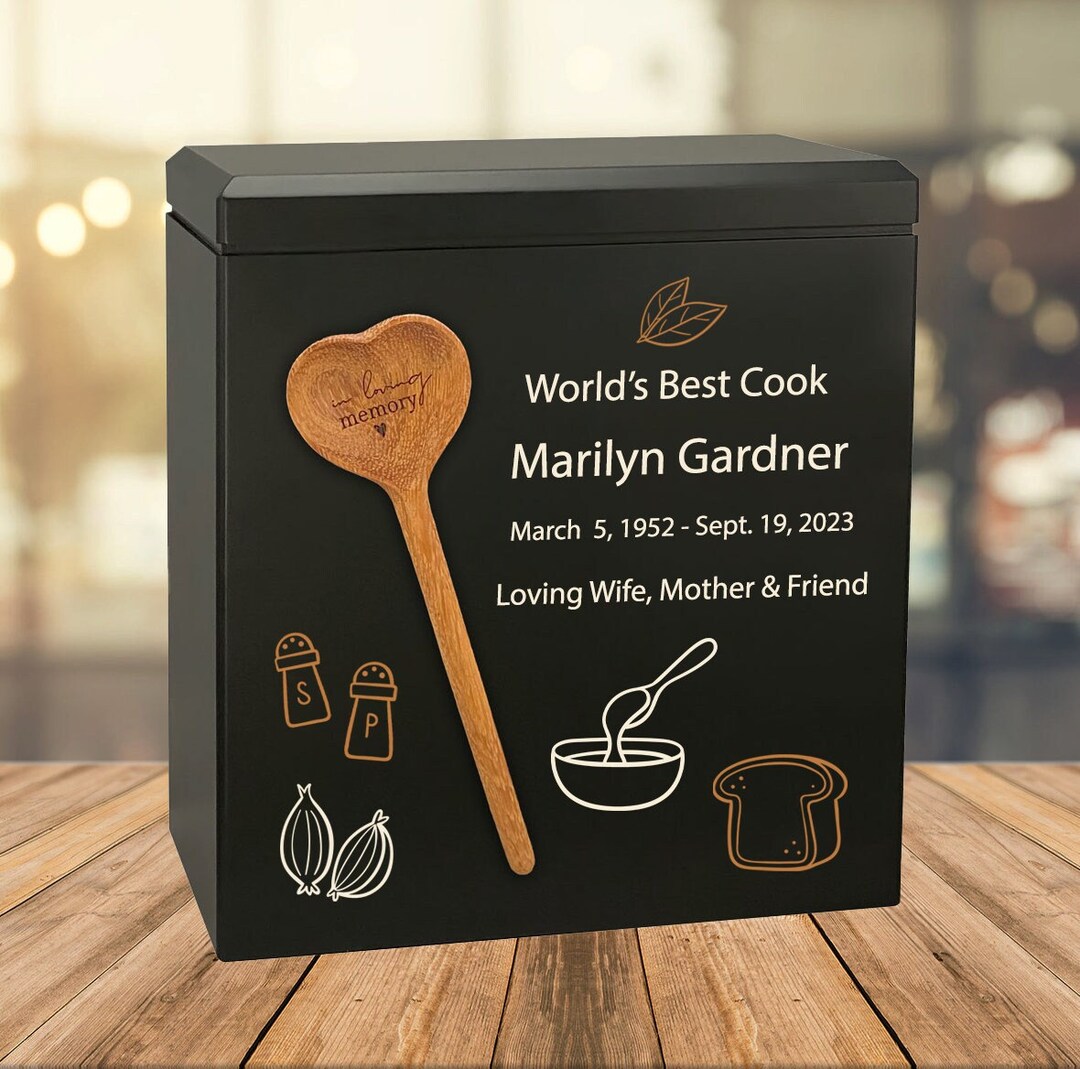 Loving Spoon Best Cooks Wood Cremation Urn - Handmade Adult Size - Free ...