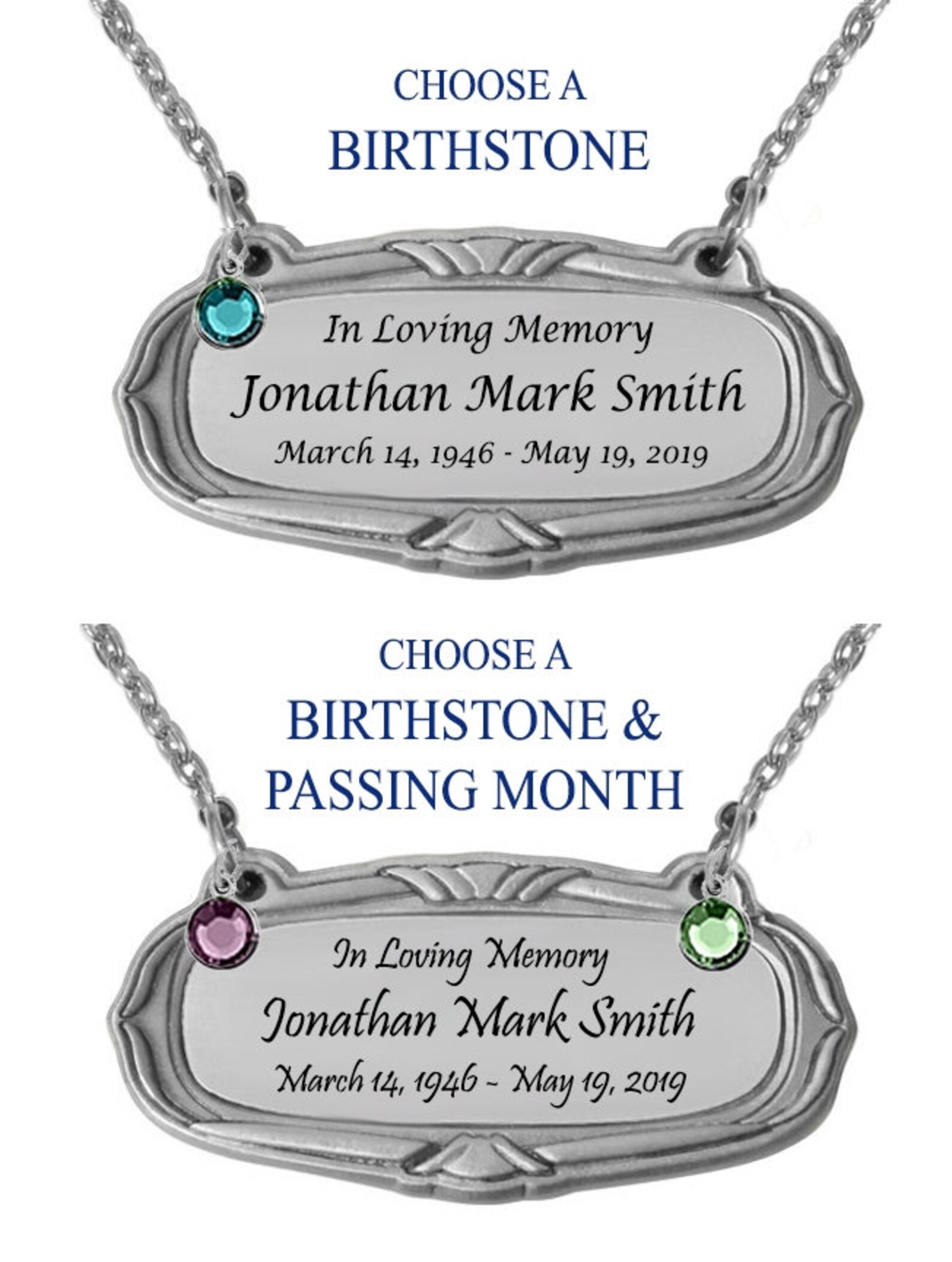 Pewter Medallion Urn Name Plate Birth & Passing Stone Option Etsy