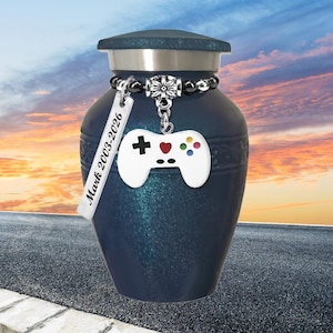Video Game Controller Blue Sparkle Mini Urn - Love Charms® Option