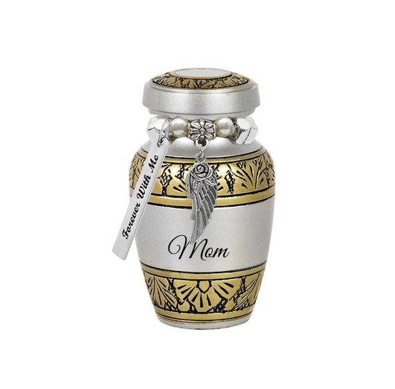 Urna Recuerdo Mini Token – Pewter Con Grabado Dorado – Caja De Regalo Roja – Para Cenizas O Guardar Recuerdos