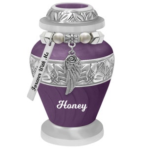 Purple Swirl Keepsake Urn - Love Charms® Option - Engraving Option - Includes Protective Bag - Quick Shipping