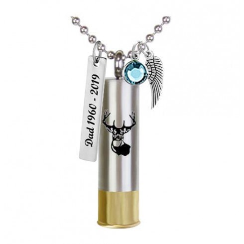 thumbnail image 2 of Western Cowgirl Shotgun Shell & Antler Charm Necklace & Earrings Set – Silver Alloy 2 of 6